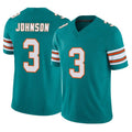 Punc M.Dolphins #3 Chris Johnson Player Aqua Limited Alternate Vapor F.U.S.E. Home Game Stitched Jerseys