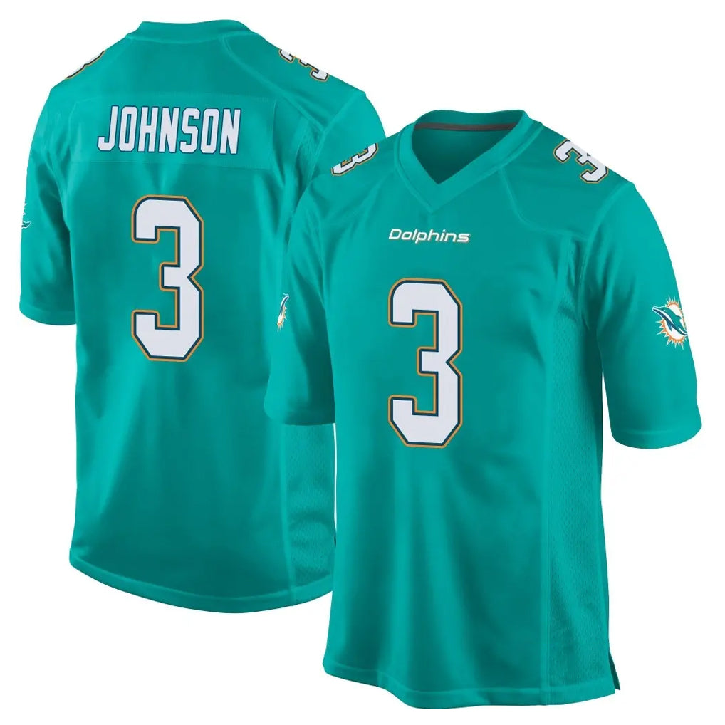 Punc M.Dolphins #3 Chris Johnson Player Aqua Team Color Home Game Stitched Jerseys
