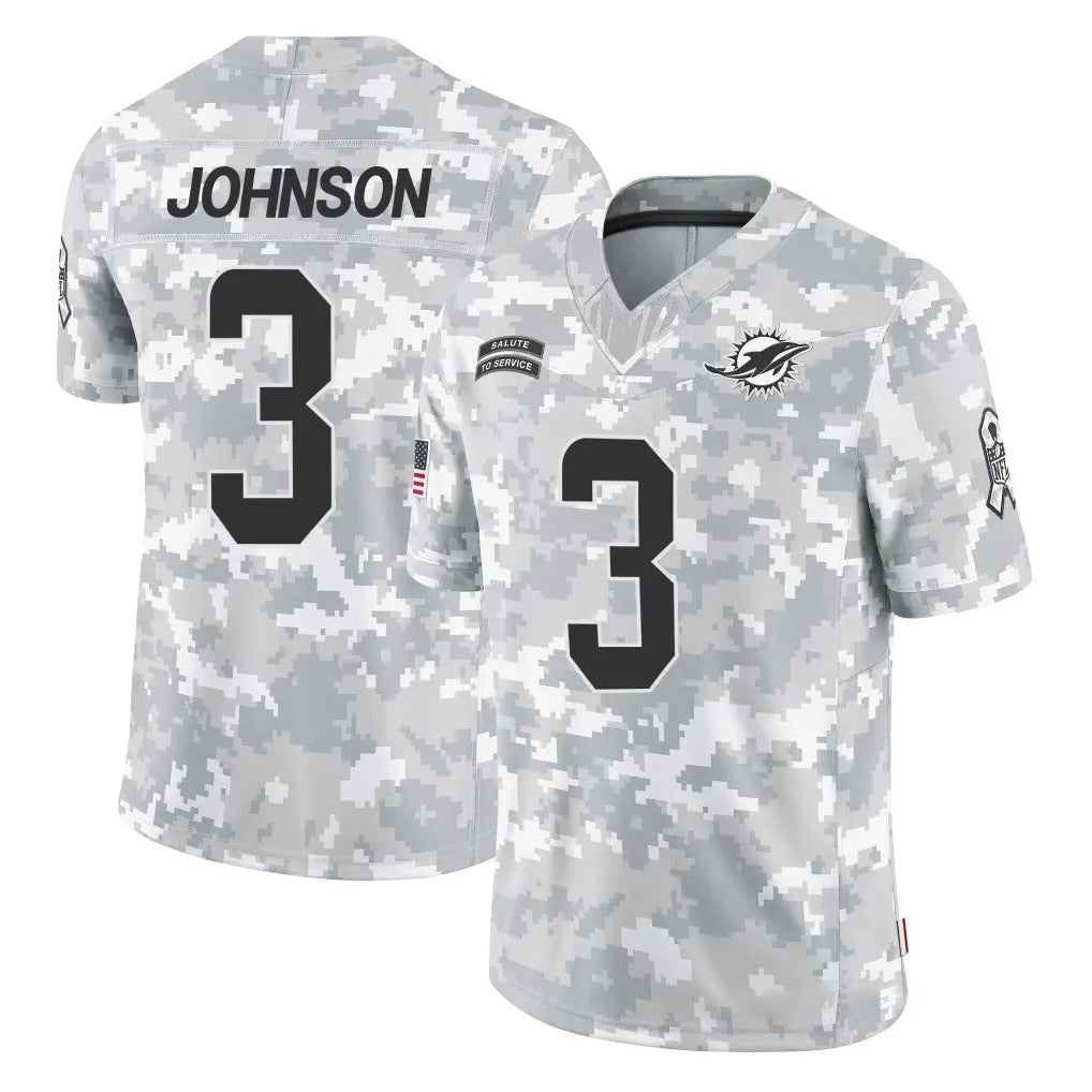 Punc M.Dolphins #3 Chris Johnson Player Arctic Camo Salute To Service Limited Game Stitched Jerseys