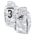 Punc M.Dolphins #3 Chris Johnson Player Arctic Camo Salute to Service Hoodies Limited Game Stitched Jerseys