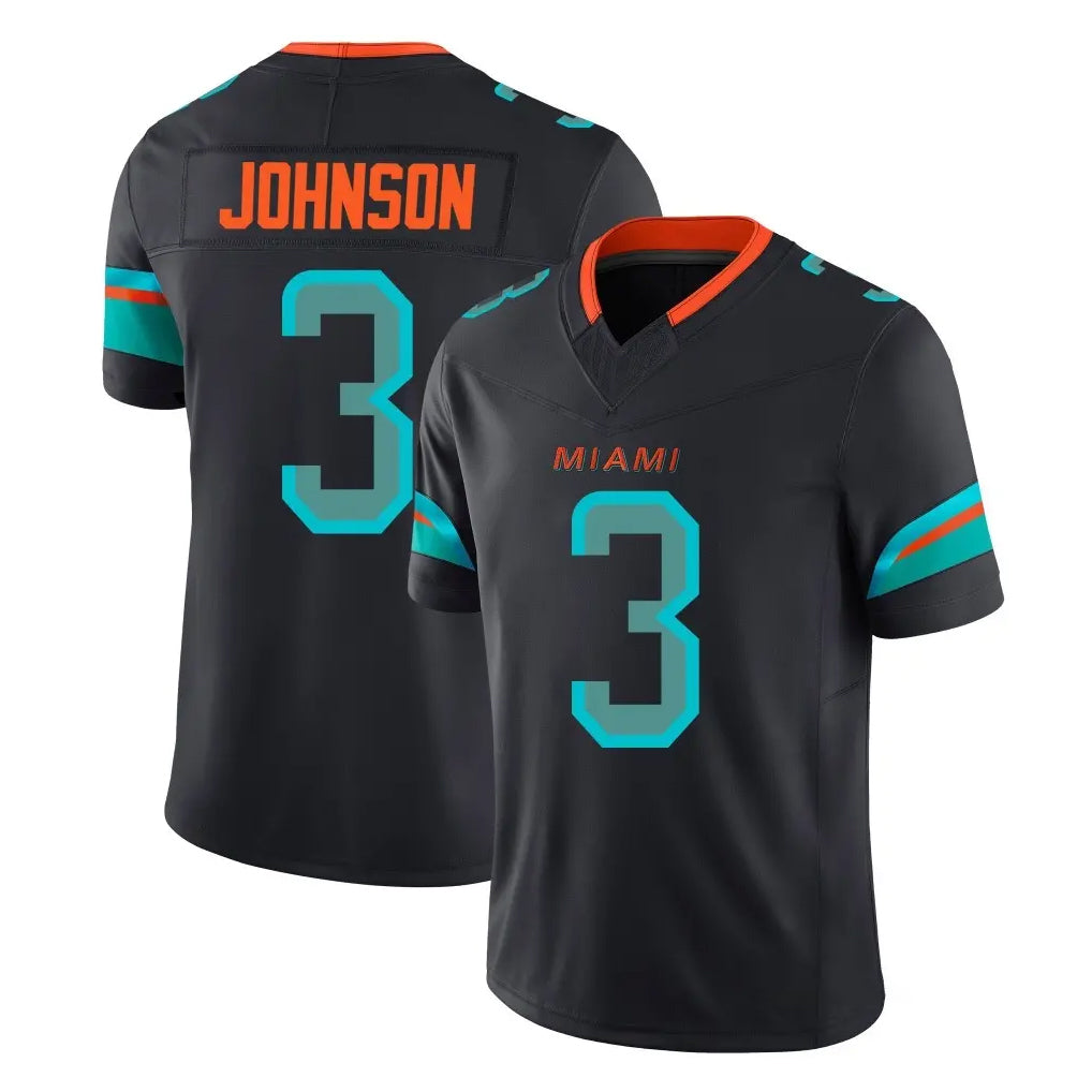 Punc M.Dolphins #3 Chris Johnson Player Black Limited Pitch Rivalries Collection Home Game Stitched Jerseys