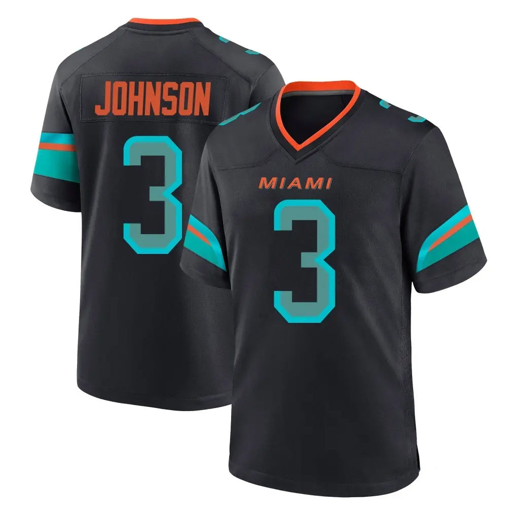 Punc M.Dolphins #3 Chris Johnson Player Black Pitch Rivalries Collection Home Game Stitched Jerseys