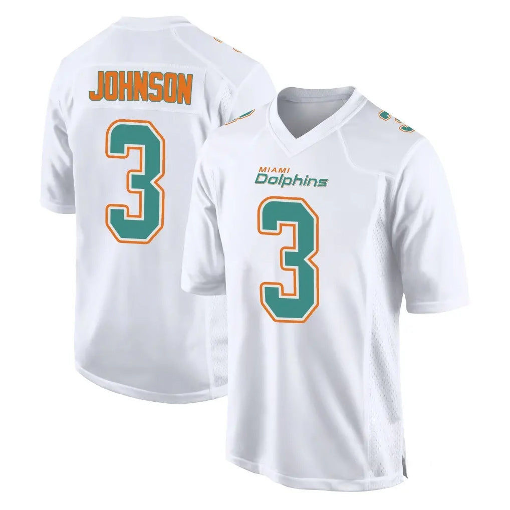 Punc M.Dolphins #3 Chris Johnson Player White Fashion Home Game Stitched Jerseys