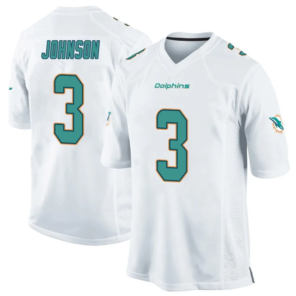 Punc M.Dolphins #3 Chris Johnson Player White Home Game Stitched Jerseys