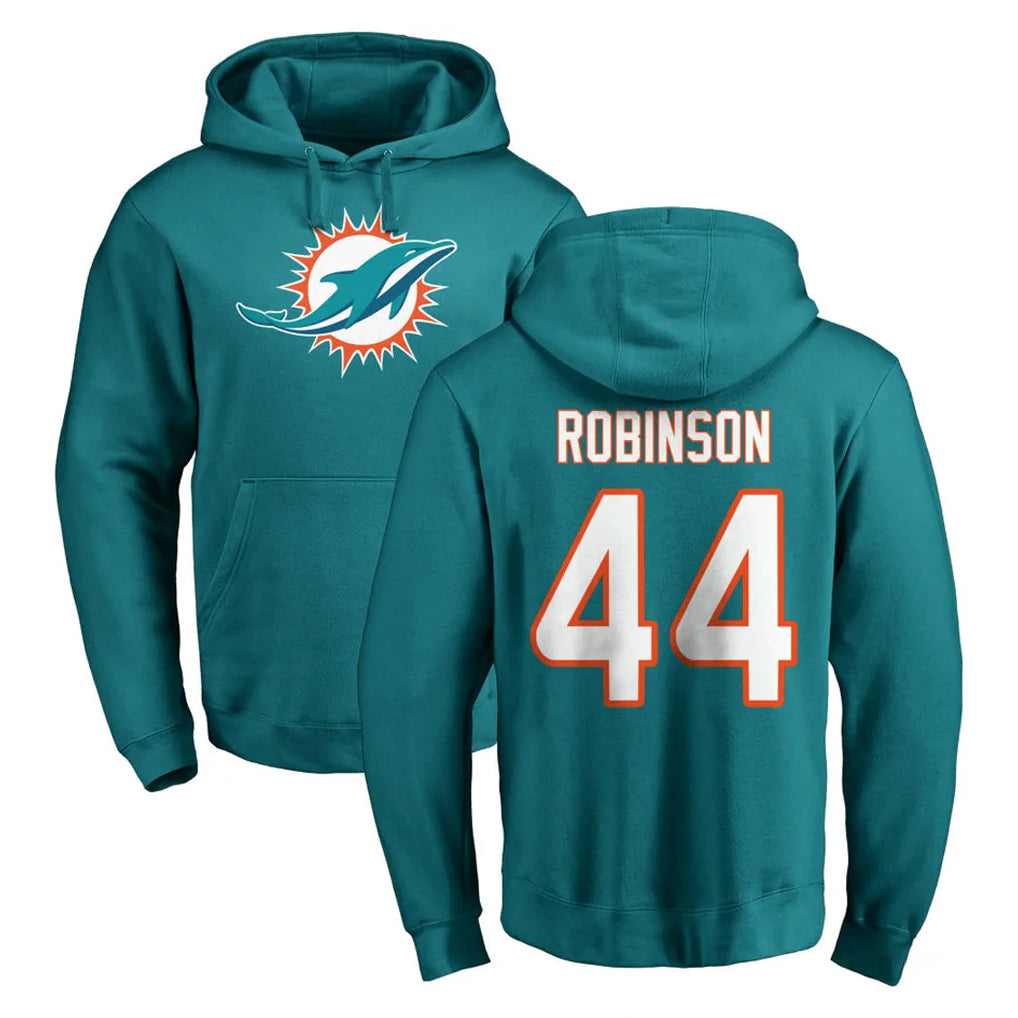 Punc M.Dolphins #44 Chop Robinson Player Aqua LOGO Pullover Hoodies Limited Stitched Jerseys