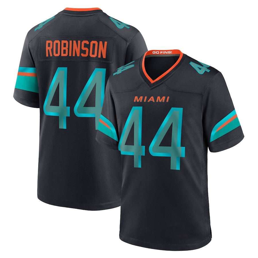 Punc M.Dolphins #44 Chop Robinson Player Pitch Blue Rivalries Collection Game Stitched Jersey