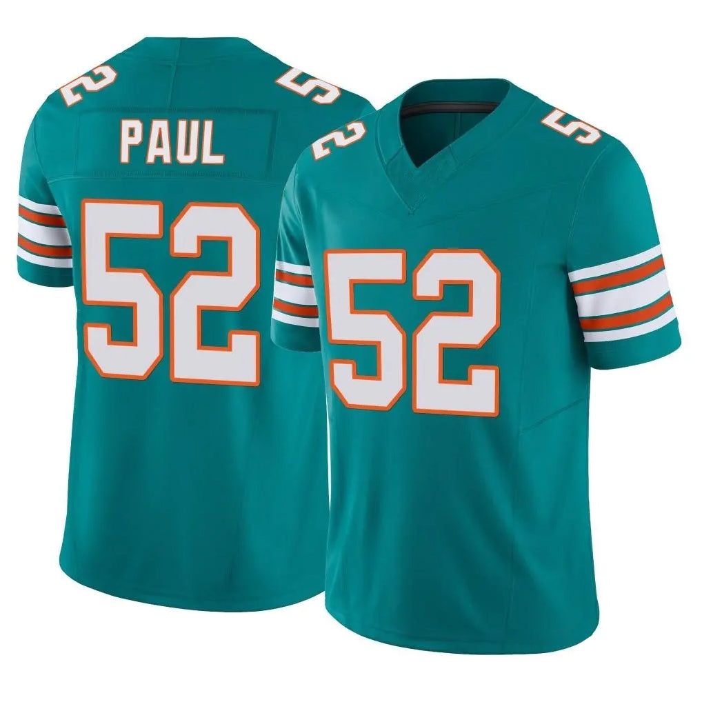 Punc M.Dolphins #52 Patrick Paul Player Aqua Limited Alternate Vapor F.U.S.E. Home Game Stitched Jerseys