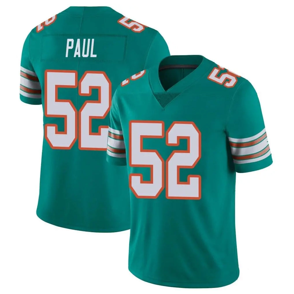 Punc M.Dolphins #52 Patrick Paul Player Aqua Limited Alternate Vapor Untouchable Home Game Stitched Jerseys