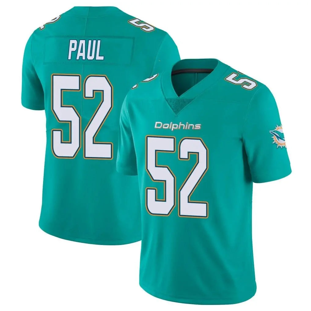 Punc M.Dolphins #52 Patrick Paul Player Aqua Limited Vapor Untouchable Home Game Stitched Jerseys
