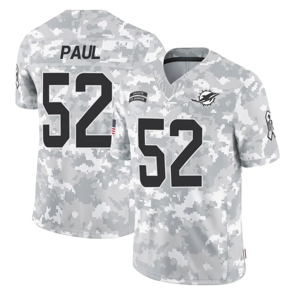 Punc M.Dolphins #52 Patrick Paul Player Arctic Camo Salute To Service Limited Game Stitched Jerseys