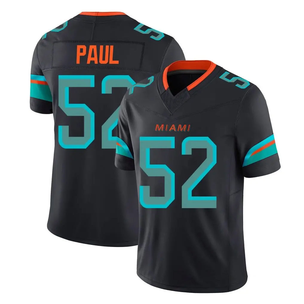 Punc M.Dolphins #52 Patrick Paul Player Black Limited Pitch Rivalries Collection Home Game Stitched Jerseys