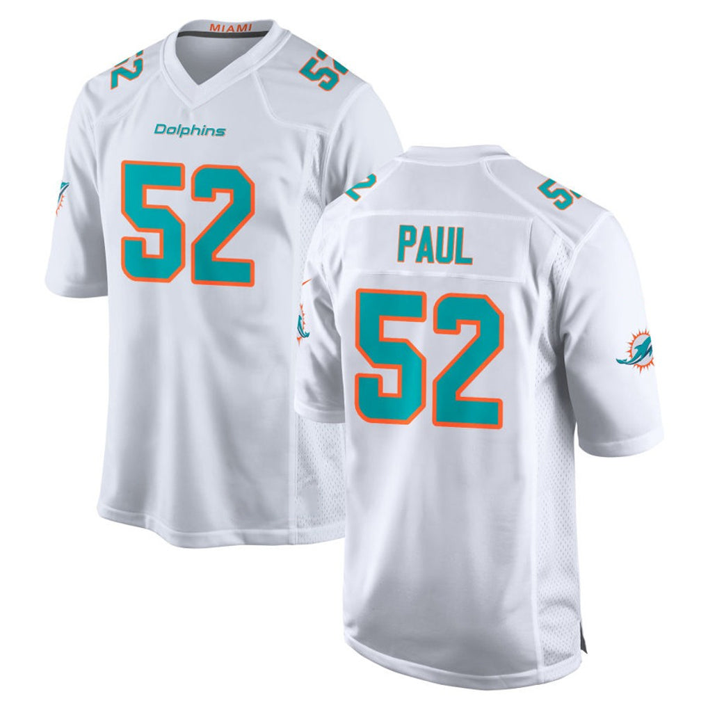 Punc M.Dolphins #52 Patrick Paul Player White Limited Home Game Stitched Jerseys