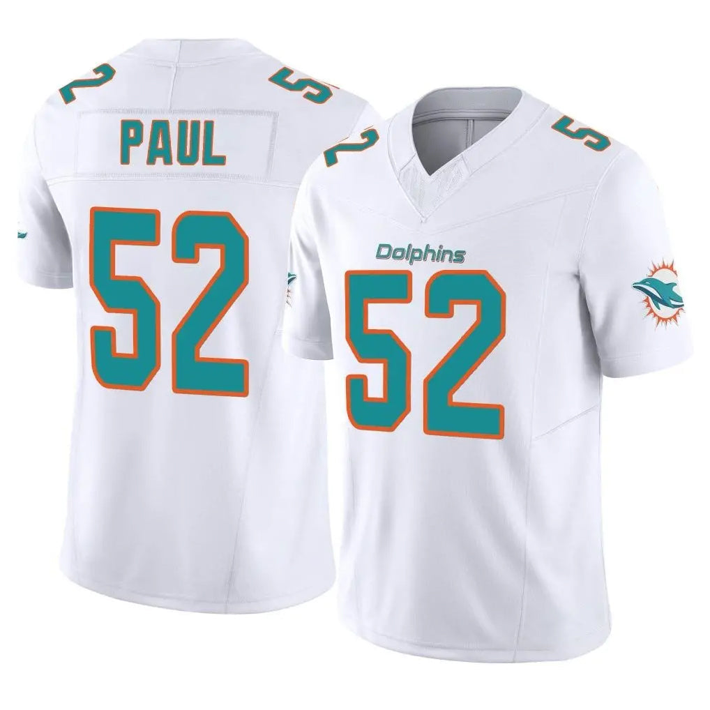 Punc M.Dolphins #52 Patrick Paul Player White Limited Vapor F.U.S.E. Home Game Stitched Jerseys