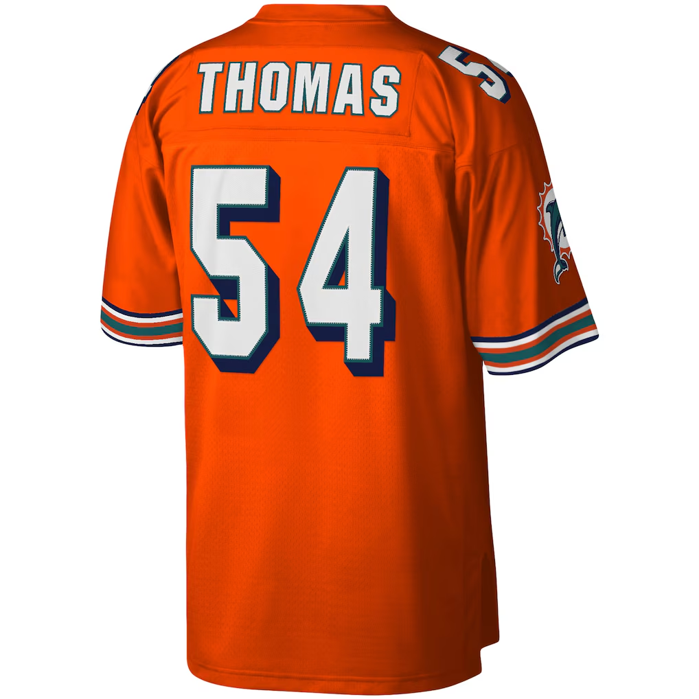 Punc M.Dolphins #54 Zach Thomas Mitchell & Ness Orange Legacy Replica Stitched Puhic Jersey