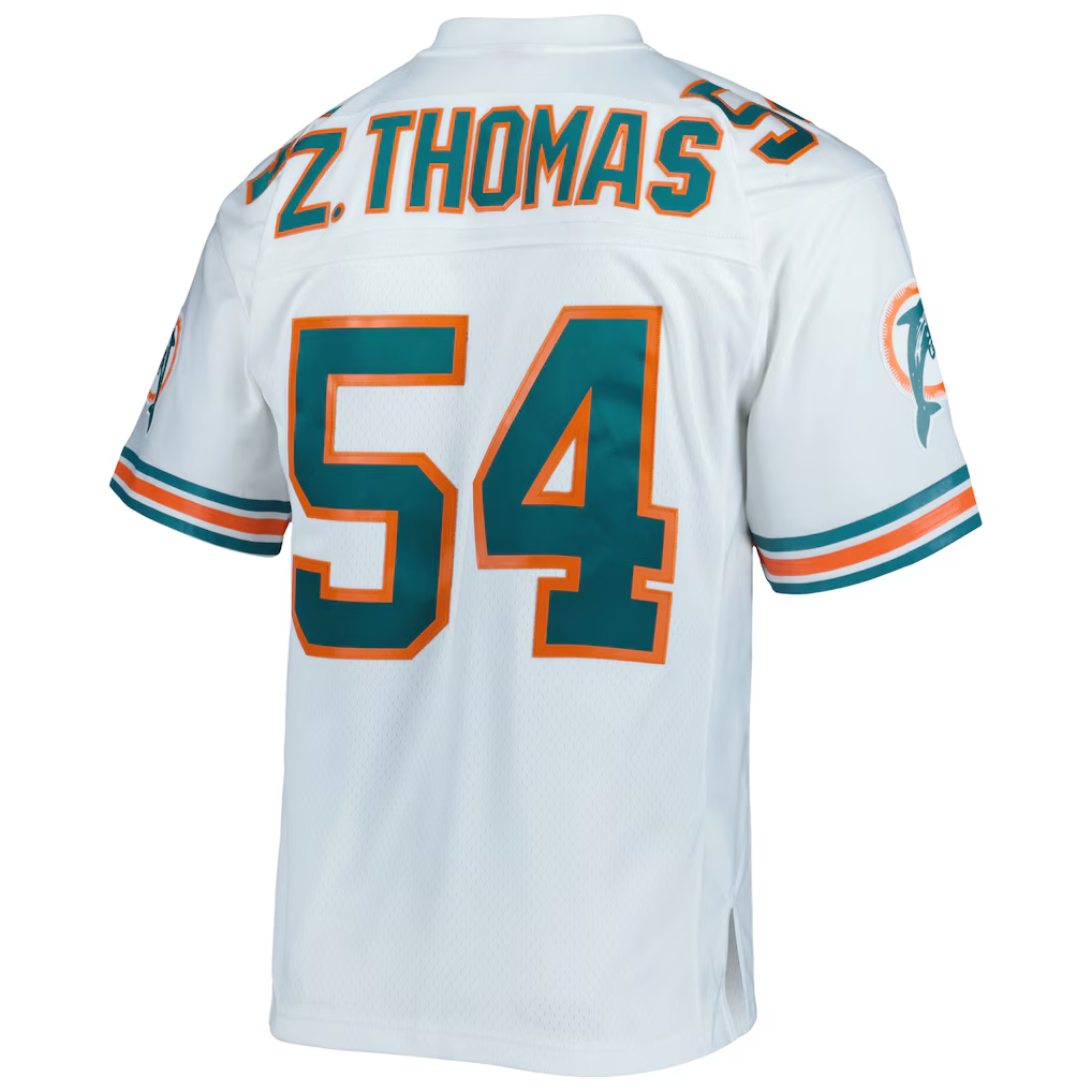 Punc M.Dolphins #54 Zach Thomas Mitchell & Ness White Legacy Replica Jersey Stitched Puhic
