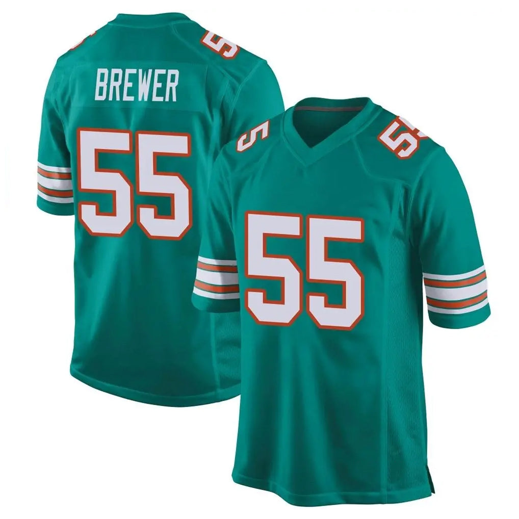 Punc M.Dolphins #55 Aaron Brewer Player Aqua Alternate Home Game Stitched Jerseys