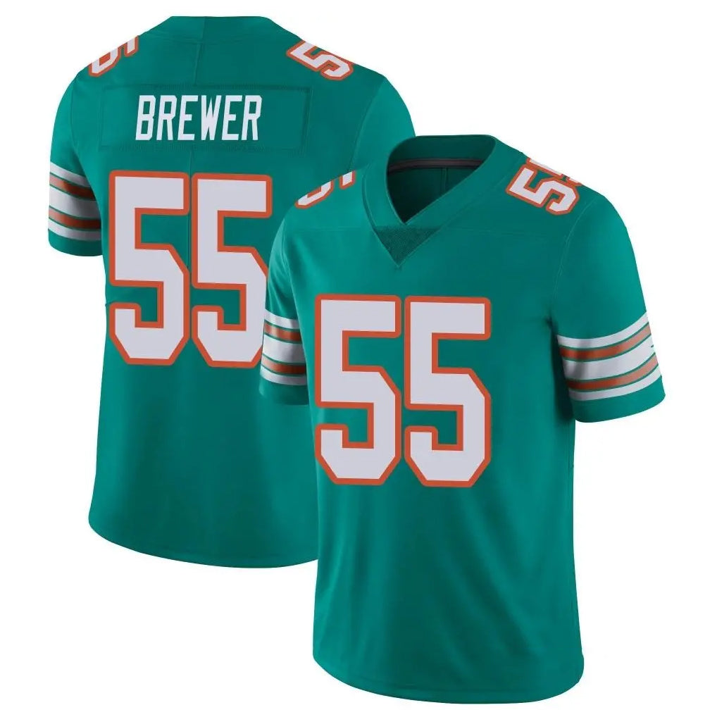 Punc M.Dolphins #55 Aaron Brewer Player Aqua Limited Alternate Vapor Untouchable Home Game Stitched Jerseys