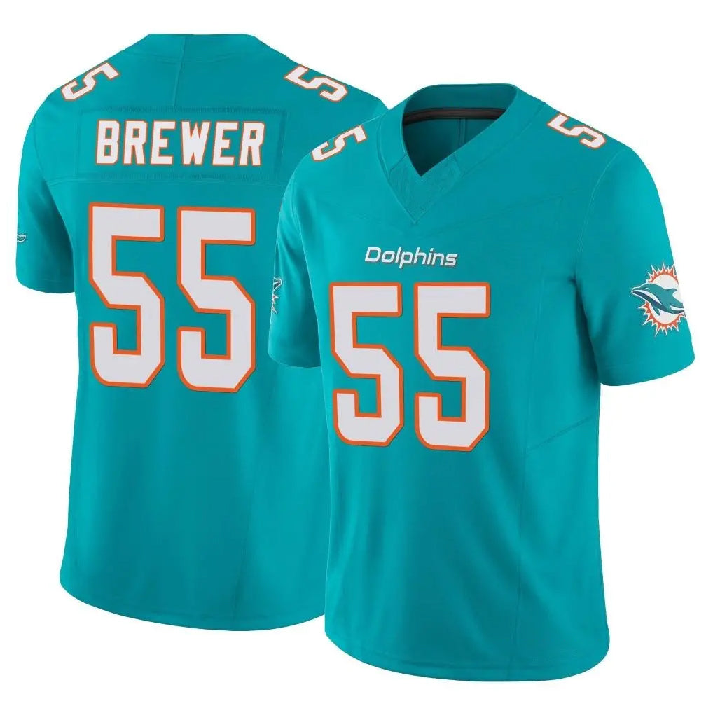 Punc M.Dolphins #55 Aaron Brewer Player Aqua Limited Vapor F.U.S.E. Home Game Stitched Jerseys