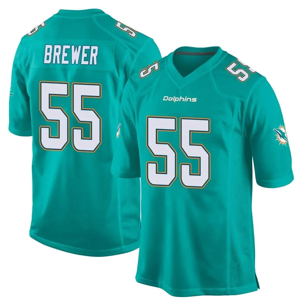 Punc M.Dolphins #55 Aaron Brewer Player Aqua Team Color Home Game Stitched Jerseys