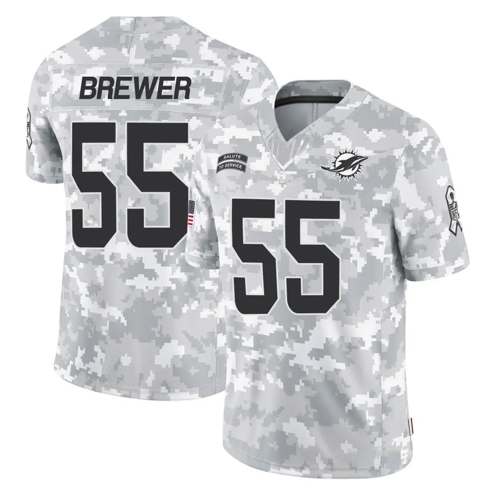 Punc M.Dolphins #55 Aaron Brewer Player Arctic Camo Salute To Service Limited Game Stitched Jerseys
