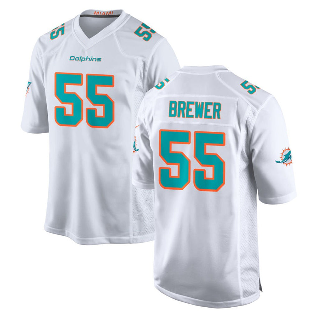 Punc M.Dolphins #55 Aaron Brewer Player White Limited Home Game Stitched Jerseys