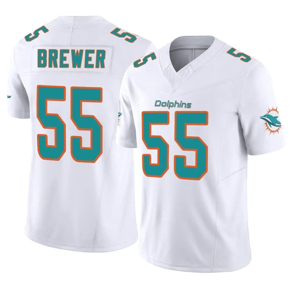 Punc M.Dolphins #55 Aaron Brewer Player White Limited Vapor F.U.S.E. Home Game Stitched Jerseys