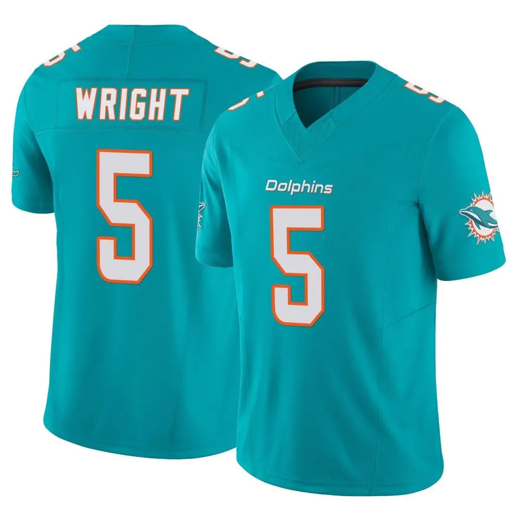 Punc M.Dolphins #5 Jaylen Wright Player Aqua Limited Vapor F.U.S.E. Home Game Stitched Jerseys
