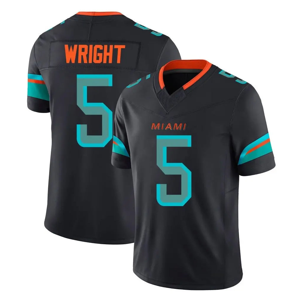 Punc M.Dolphins #5 Jaylen Wright Player Black Limited Pitch Rivalries Collection Home Game Stitched Jerseys