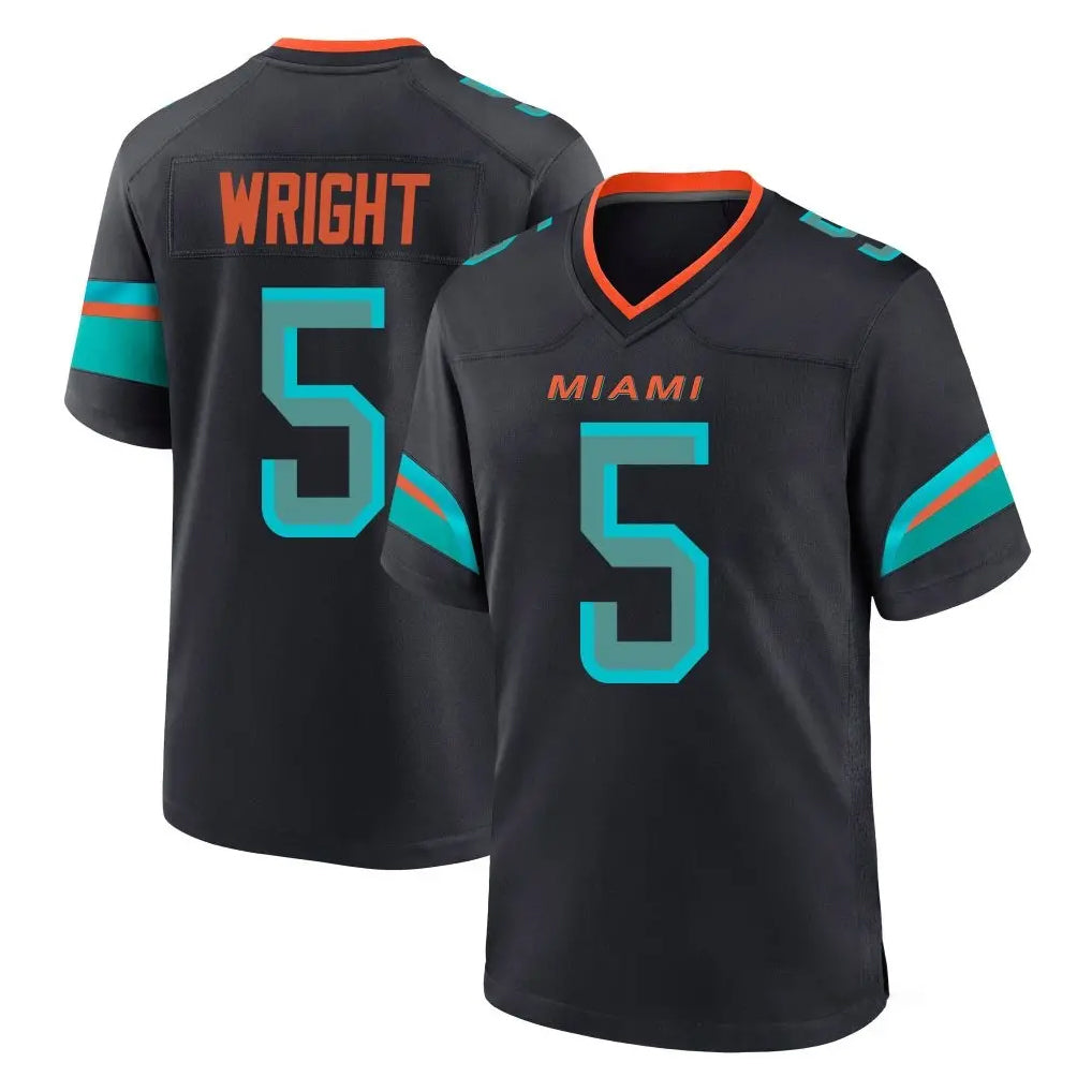 Punc M.Dolphins #5 Jaylen Wright Player Black Pitch Rivalries Collection Home Game Stitched Jerseys