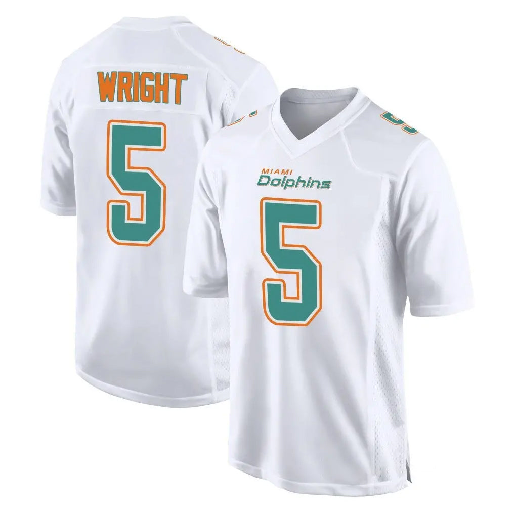Punc M.Dolphins #5 Jaylen Wright Player White Fashion Home Game Stitched Jerseys
