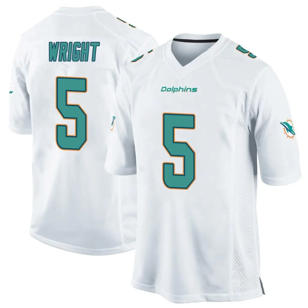 Punc M.Dolphins #5 Jaylen Wright Player White Home Game Stitched Jerseys
