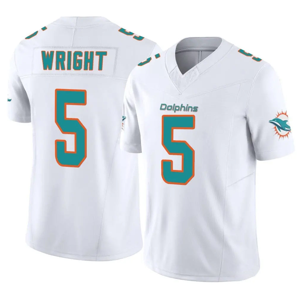 Punc M.Dolphins #5 Jaylen Wright Player White Limited Vapor F.U.S.E. Home Game Stitched Jerseys