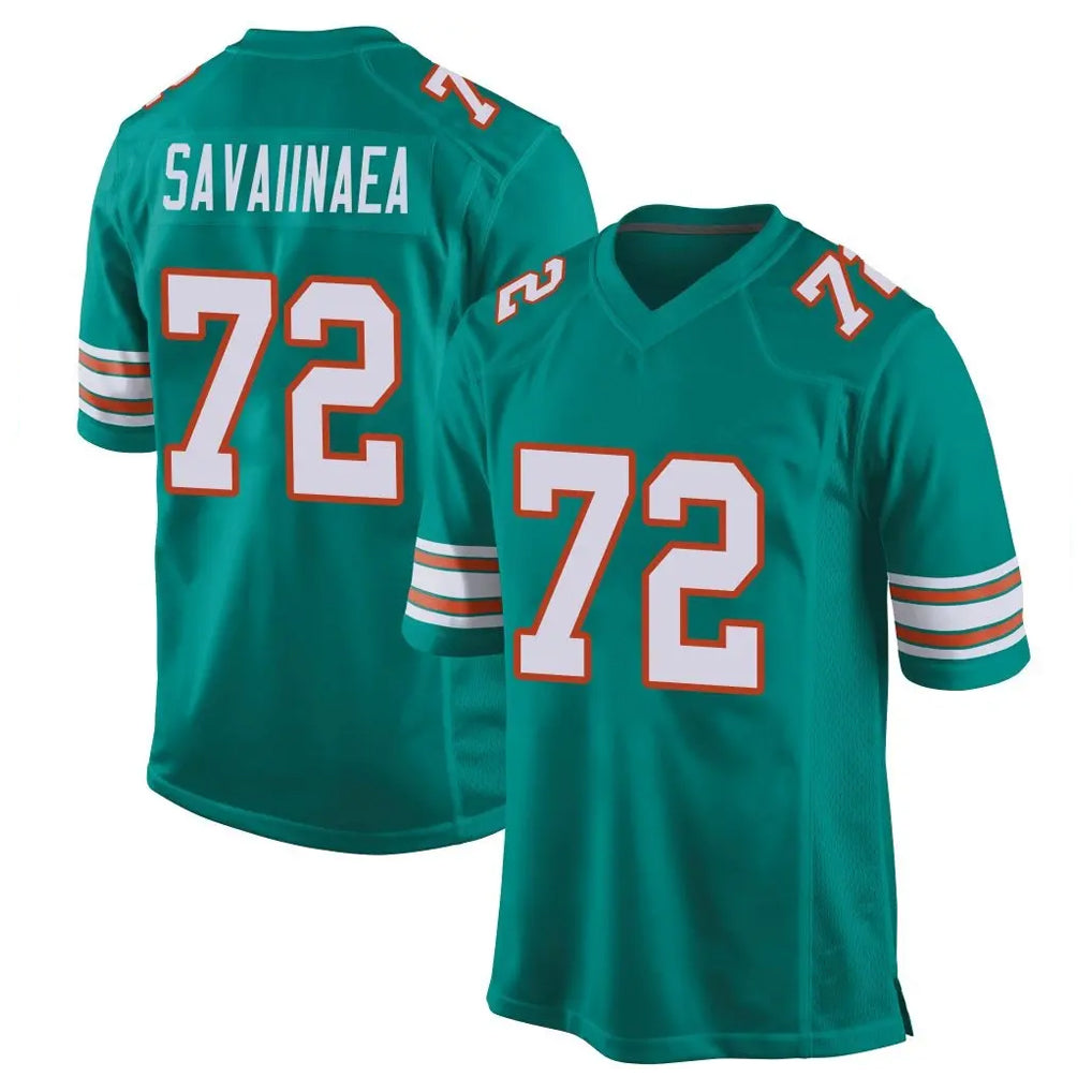 Punc M.Dolphins #72 Jonah Savaiinaea Player Aqua Alternate Home Game Stitched Jerseys