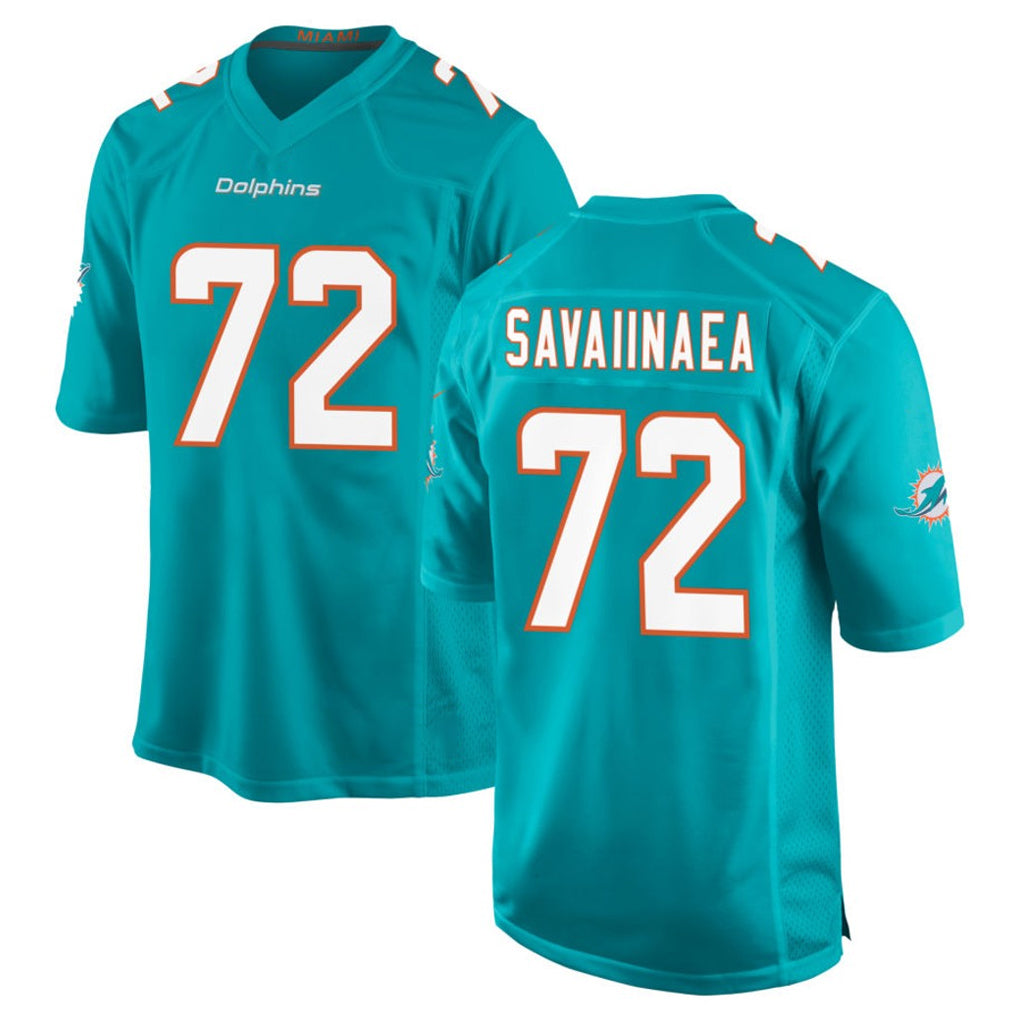 Punc M.Dolphins #72 Jonah Savaiinaea Player Aqua Home Game Stitched Jerseys