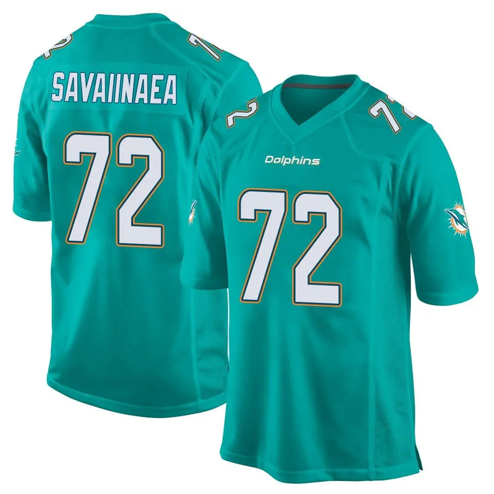 Punc M.Dolphins #72 Jonah Savaiinaea Player Aqua Team Color Home Game Stitched Jerseys