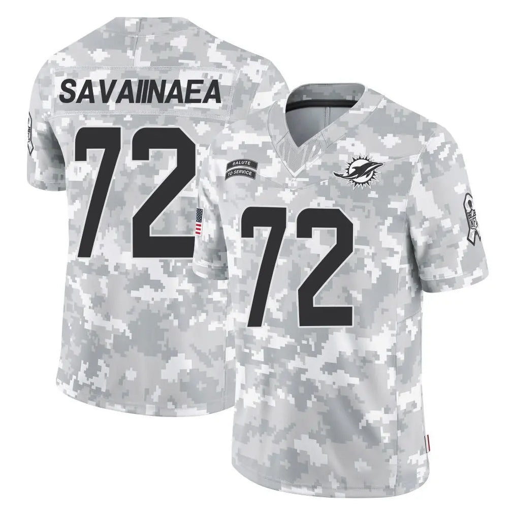 Punc M.Dolphins #72 Jonah Savaiinaea Player Arctic Camo Salute To Service Limited Game Stitched Jerseys