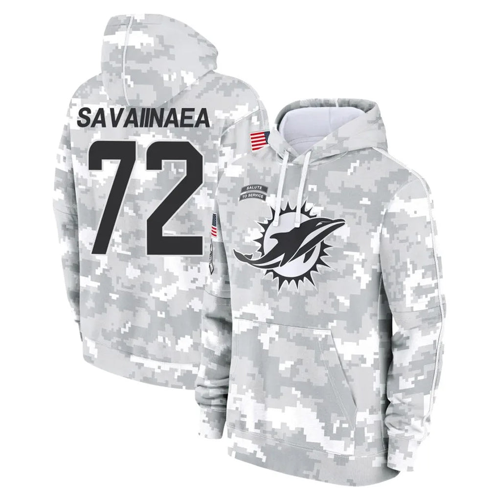 Punc M.Dolphins #72 Jonah Savaiinaea Player Arctic Camo Salute to Service Hoodies Limited Game Stitched Jerseys
