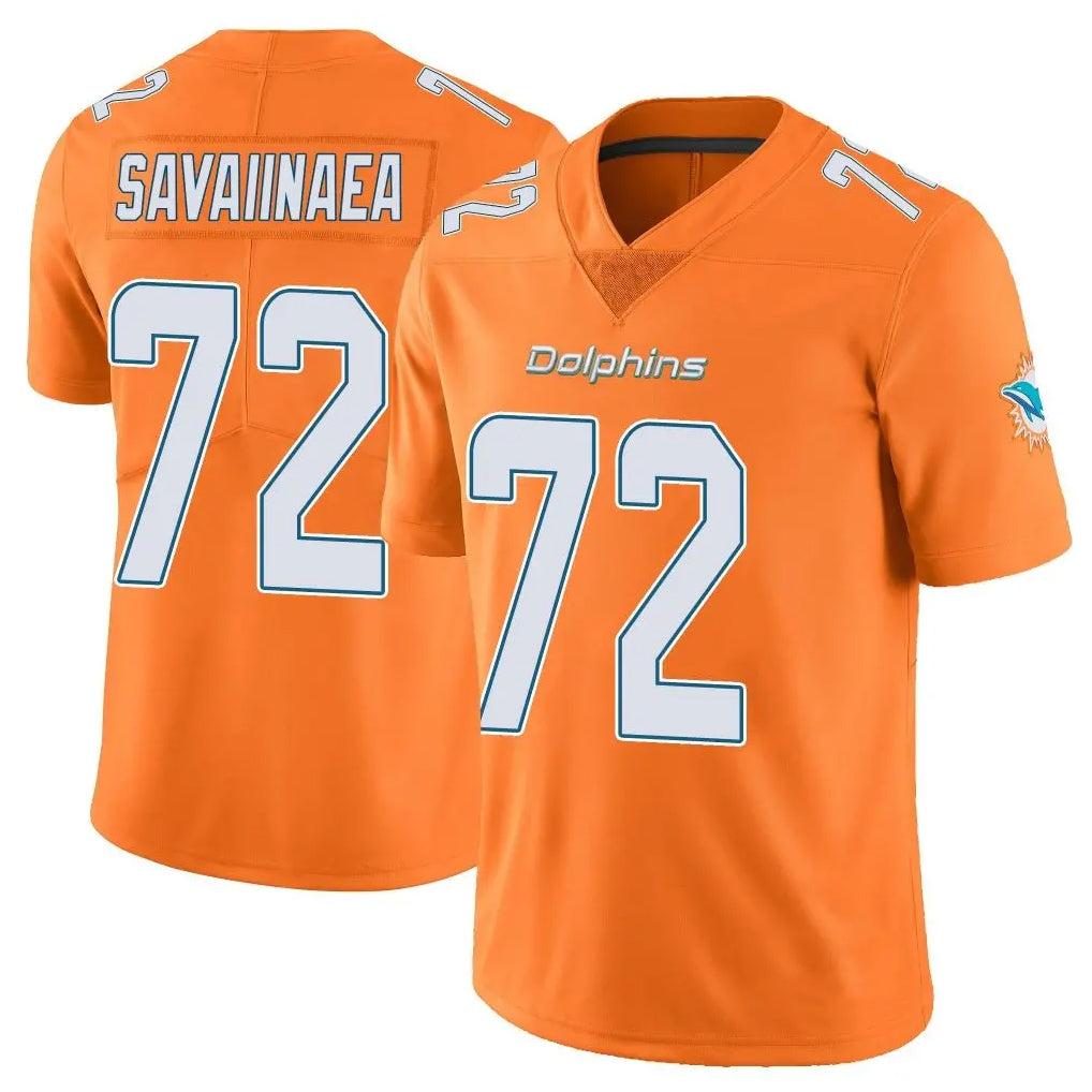Punc M.Dolphins #72 Jonah Savaiinaea Player Orange Limited Home Game Stitched Jerseys