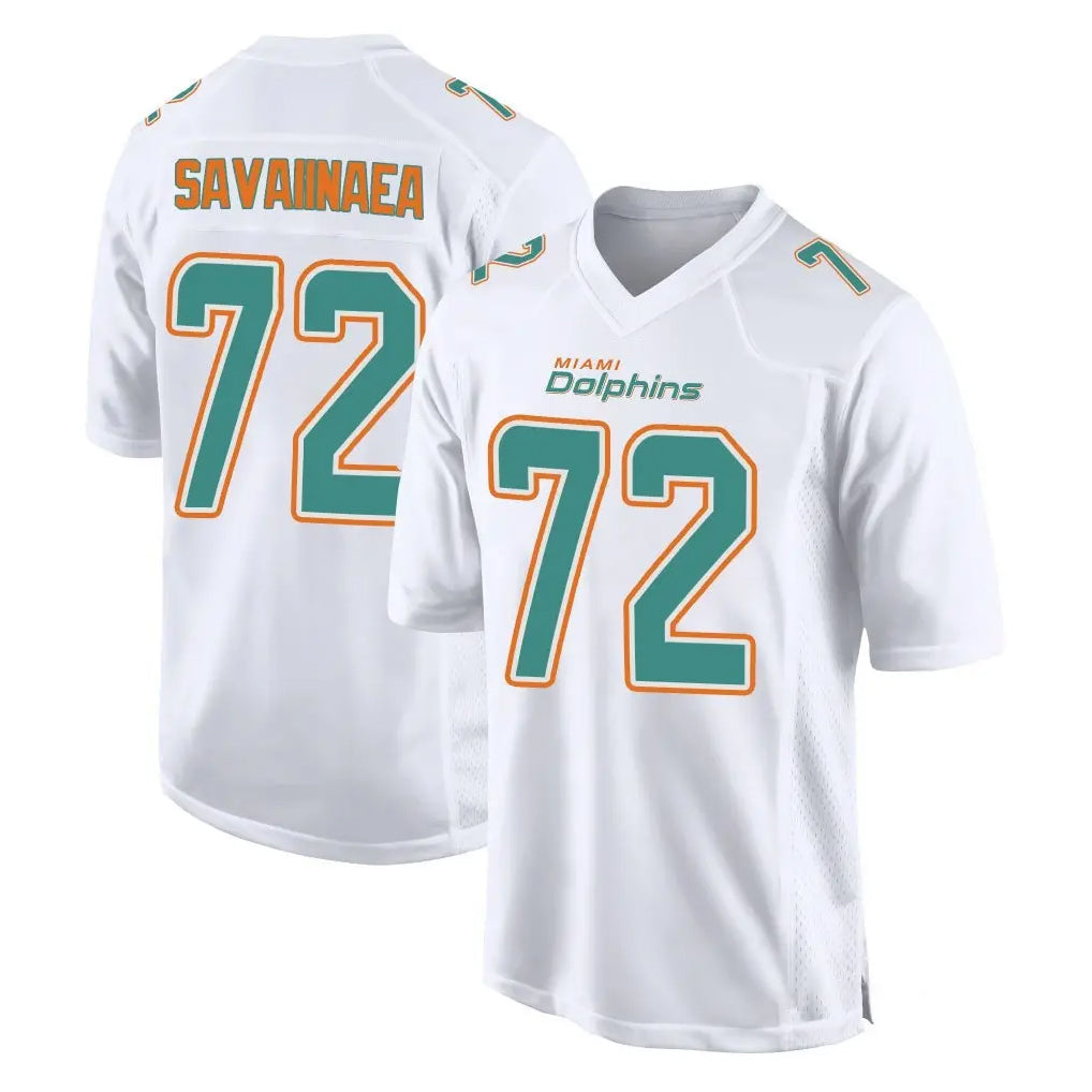 Punc M.Dolphins #72 Jonah Savaiinaea Player White Fashion Home Game Stitched Jerseys