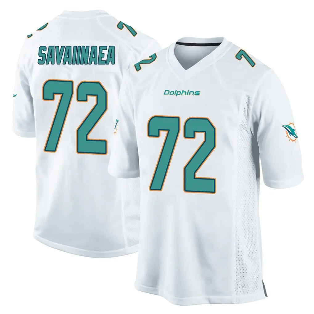 Punc M.Dolphins #72 Jonah Savaiinaea Player White Home Game Stitched Jerseys