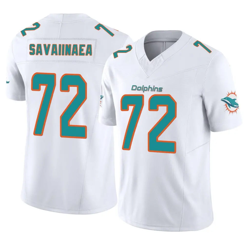 Punc M.Dolphins #72 Jonah Savaiinaea Player White Limited Vapor F.U.S.E. Home Game Stitched Jerseys