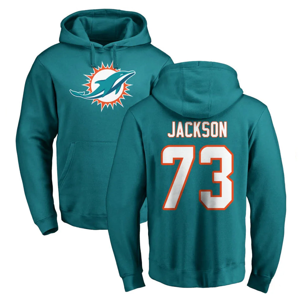 Punc M.Dolphins #73 Austin Jackson Player Aqua LOGO Pullover Hoodies Limited Stitched Jerseys
