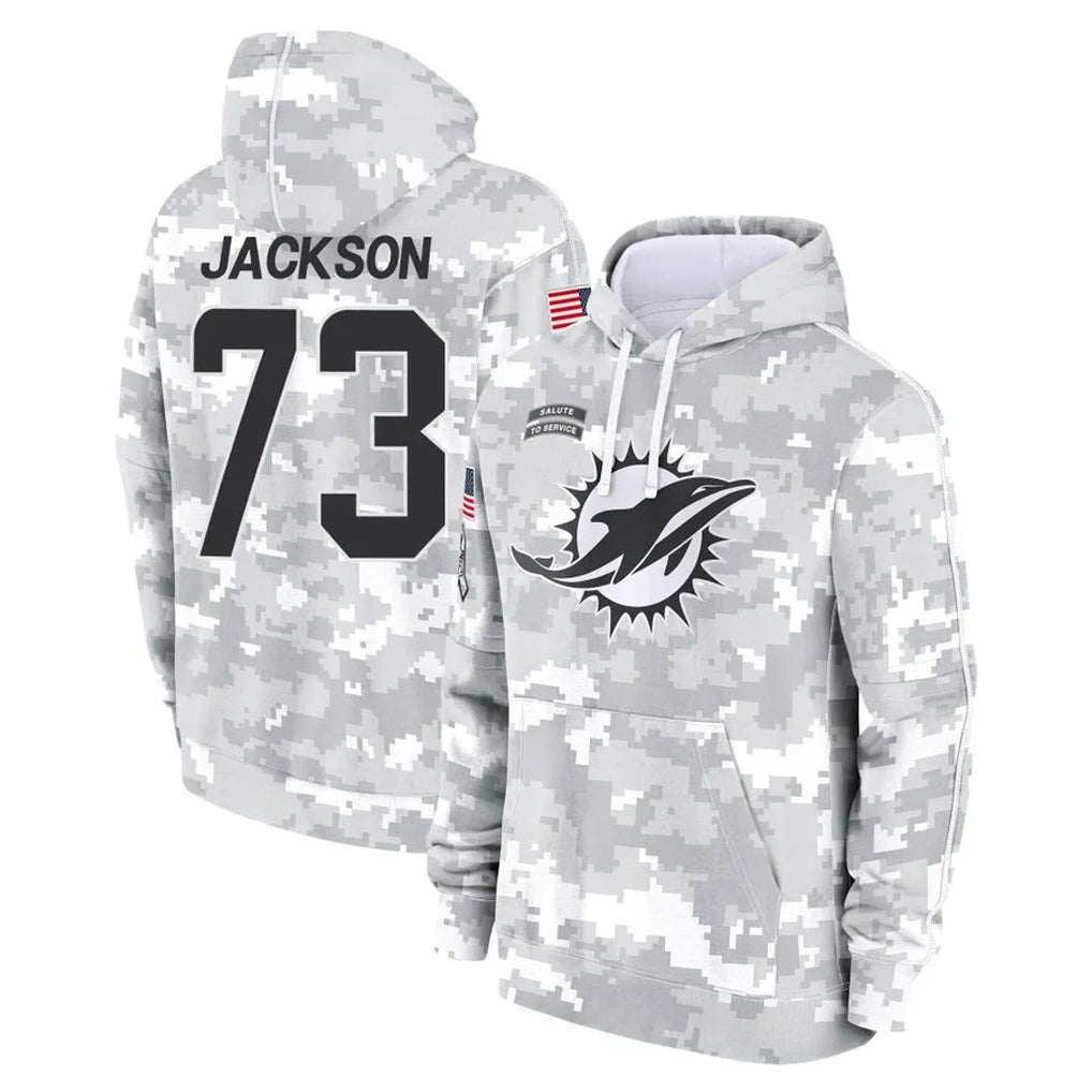 Punc M.Dolphins #73 Austin Jackson Player Arctic Camo Salute to Service Hoodies Limited Game Stitched Jerseys