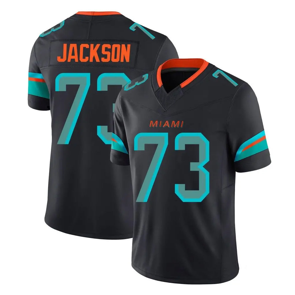 Punc M.Dolphins #73 Austin Jackson Player Black Limited Pitch Rivalries Collection Home Game Stitched Jerseys