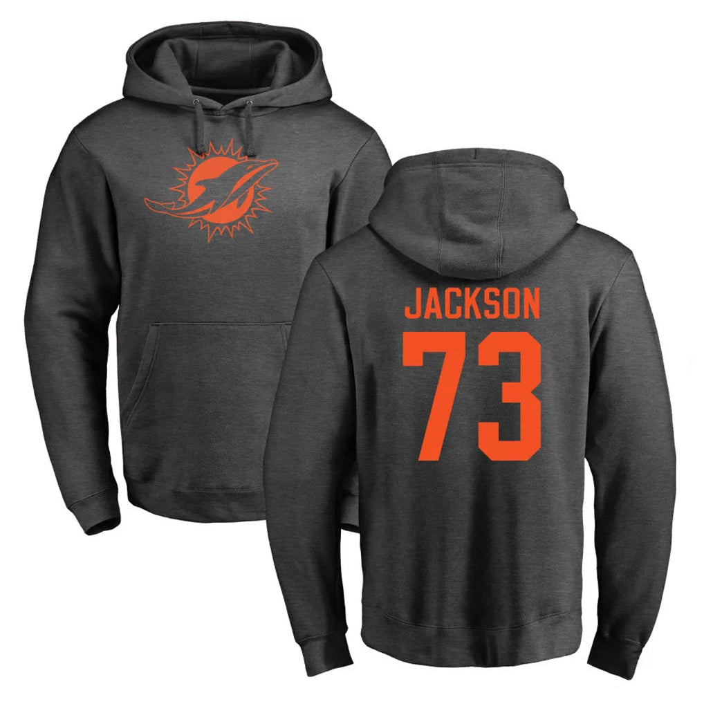 Punc M.Dolphins #73 Austin Jackson Player Darkgray Pullover Hoodies Limited Stitched Jerseys