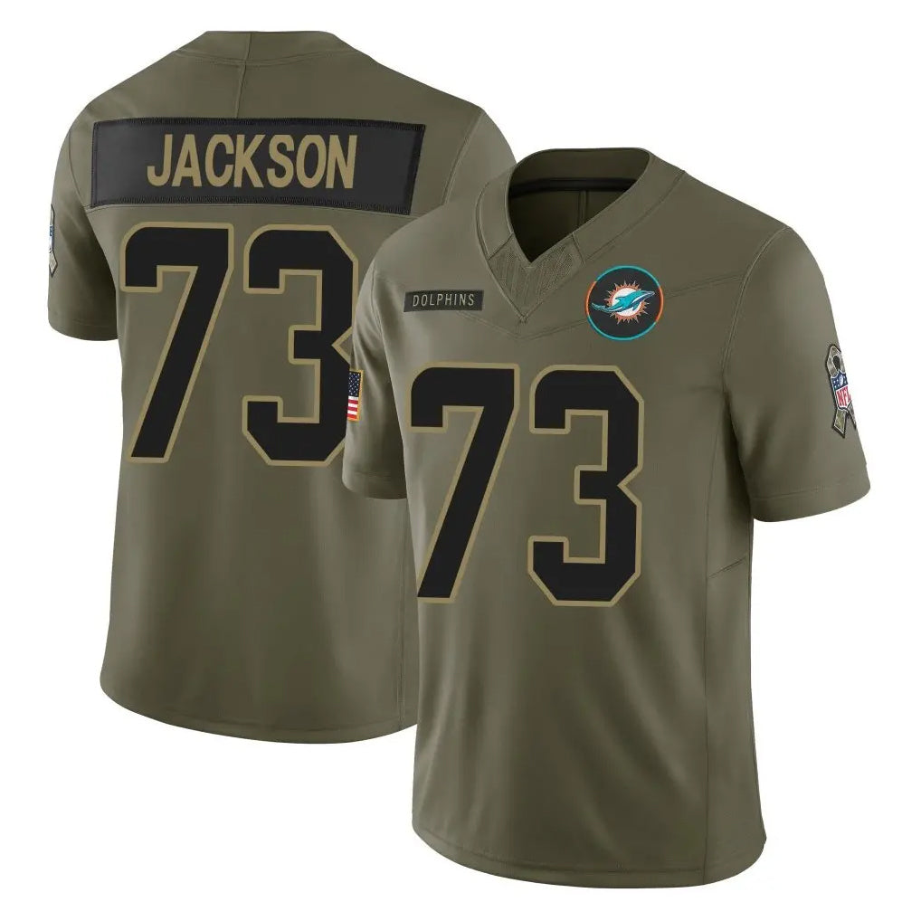Punc M.Dolphins #73 Austin Jackson Player Olive 2025 Salute To Service Limited Game Stitched Jerseys