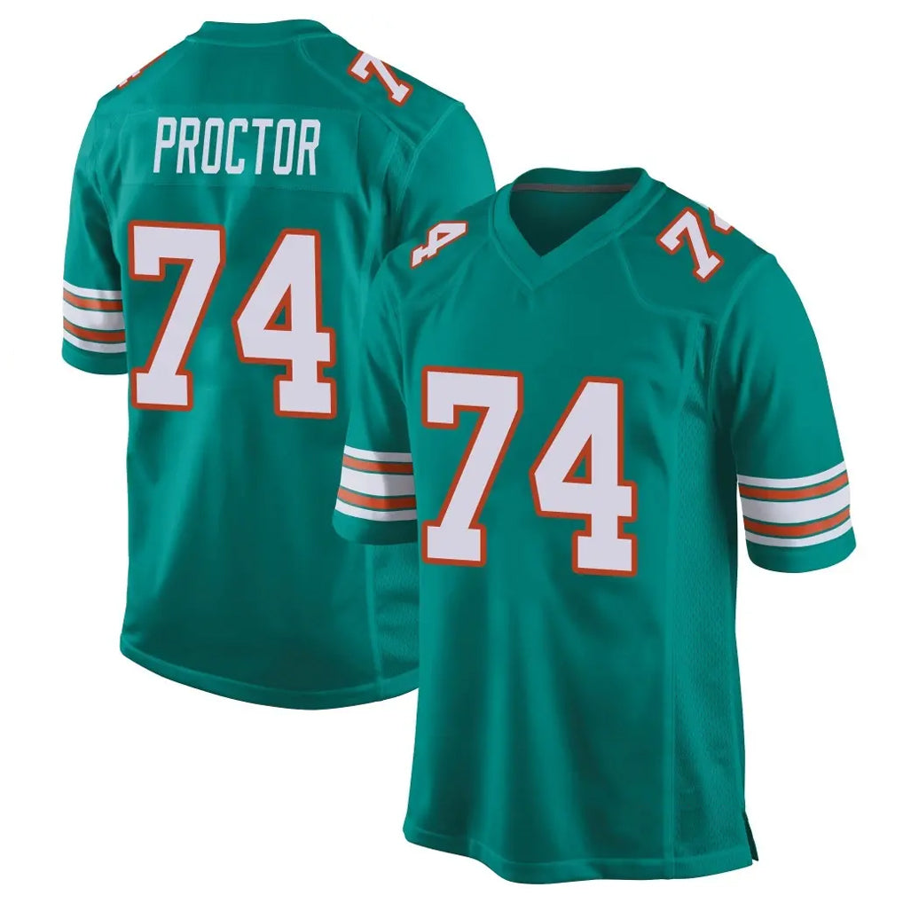 Punc M.Dolphins #74 Kadyn Proctor Player Aqua Alternate Home Game Stitched Jerseys