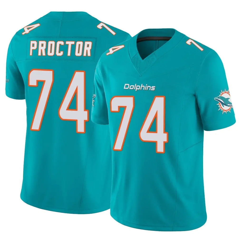 Punc M.Dolphins #74 Kadyn Proctor Player Aqua Limited Vapor F.U.S.E. Home Game Stitched Jerseys
