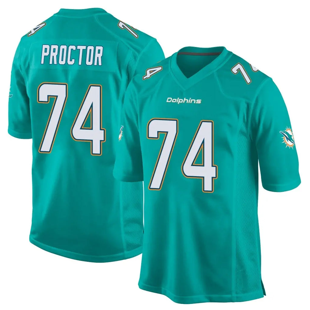 Punc M.Dolphins #74 Kadyn Proctor Player Aqua Team Color Home Game Stitched Jerseys