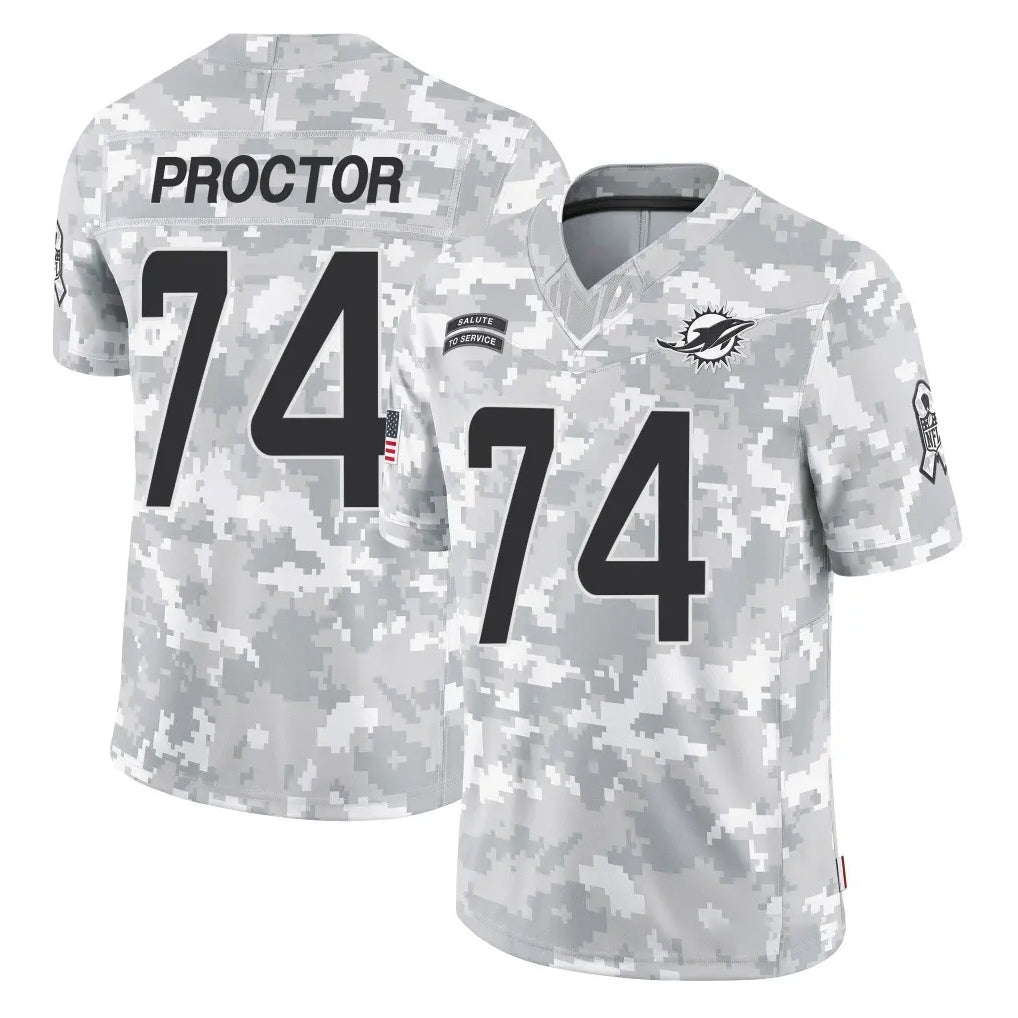 Punc M.Dolphins #74 Kadyn Proctor Player Arctic Camo Salute To Service Limited Game Stitched Jerseys